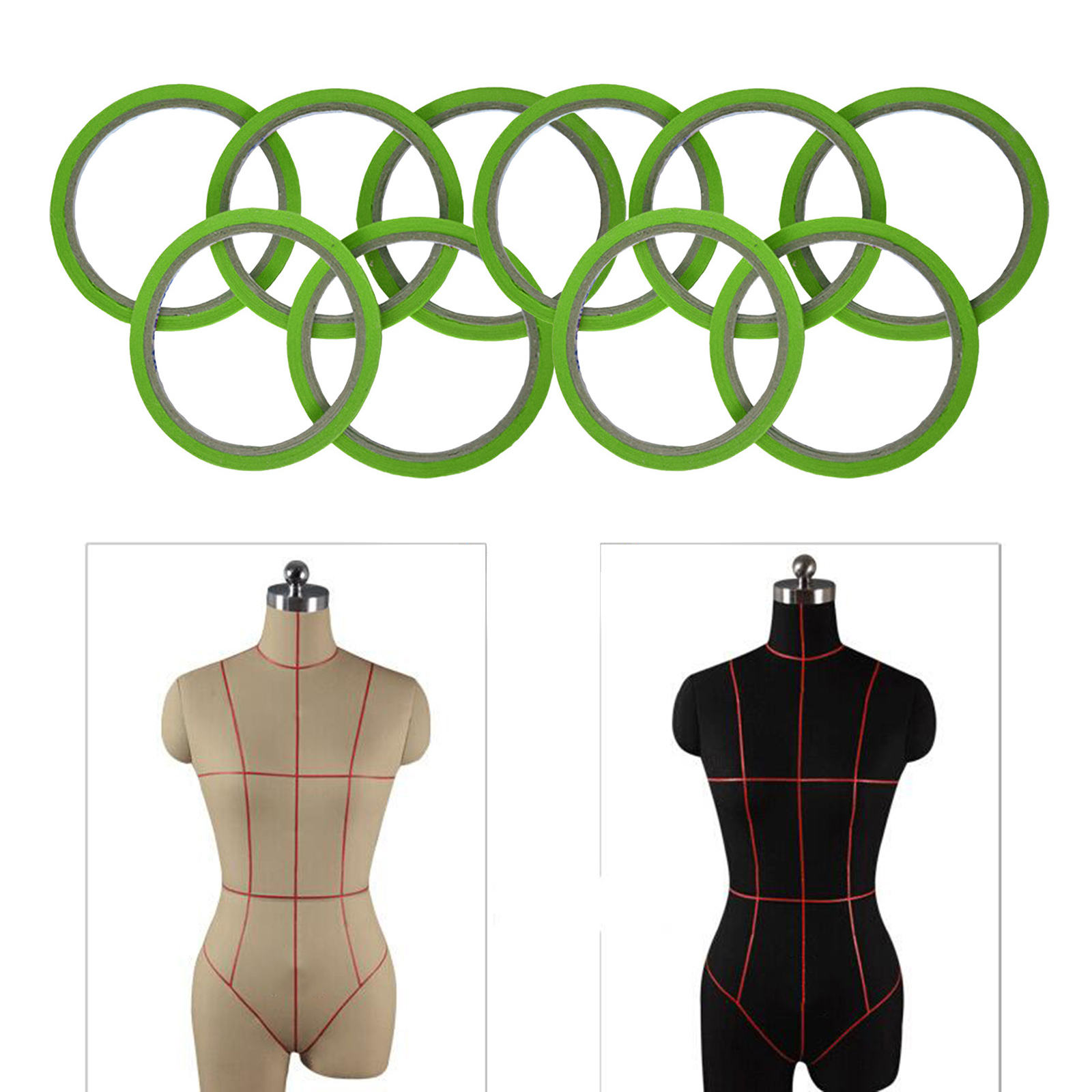10 Rolls Draping Tape Arts Art Artist Tape Self-Adhesive Graphic Chart Tape for Art Board Pattern Making Dress Forms