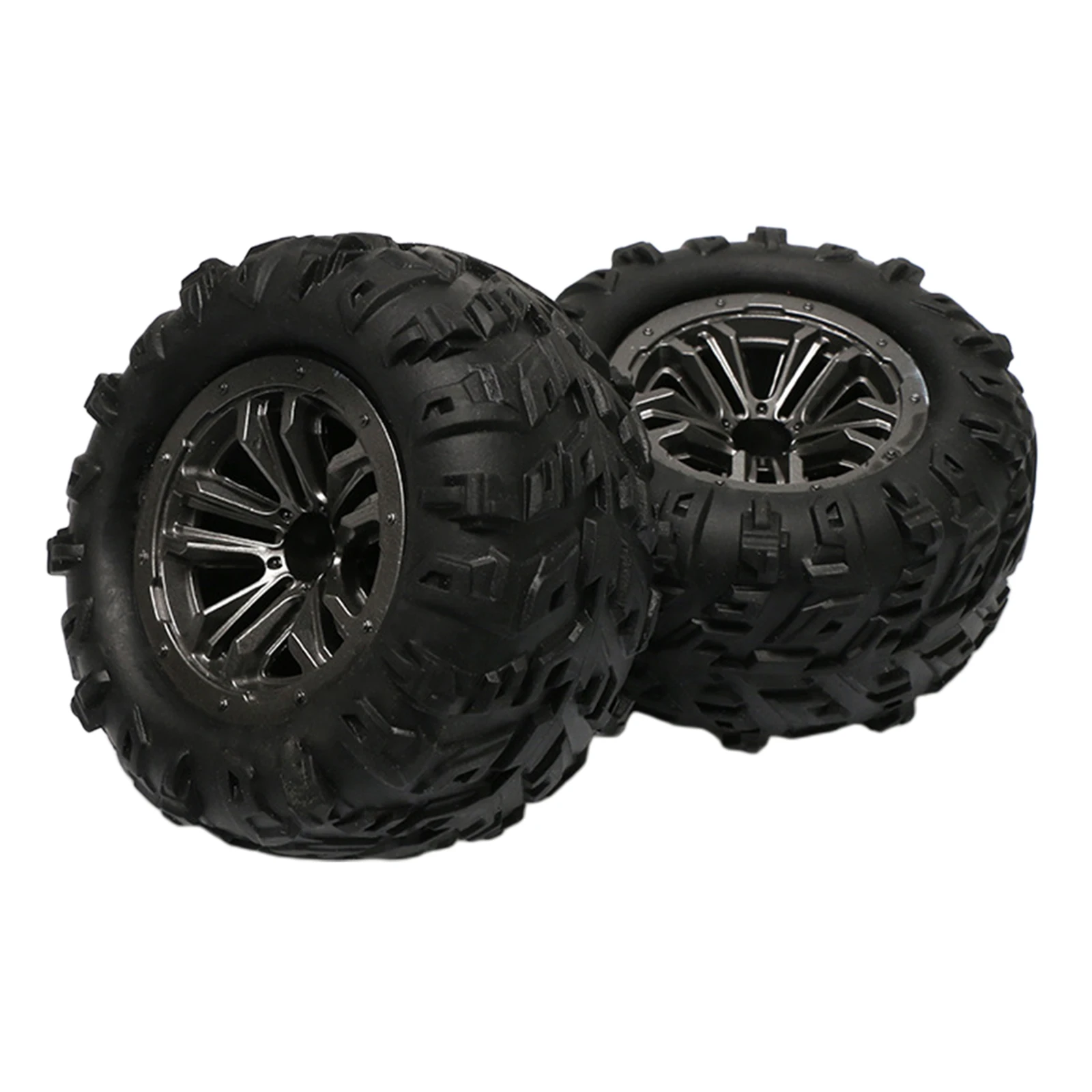 1 Pair Rubber Tyres with Wheel Rim Hubs for Wltoys 12428 12423 1:12 RC Monster Truck Spare Parts Accessories