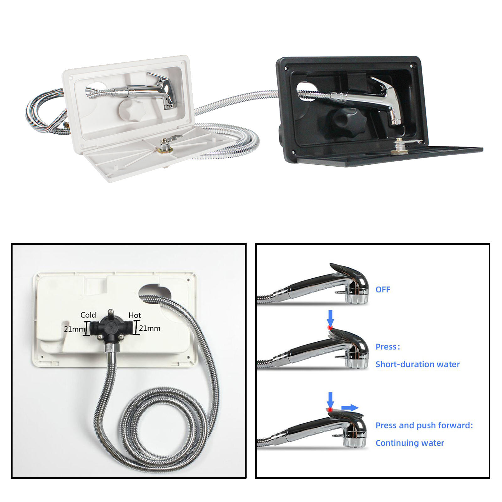 RV Exterior Outside Shower with Lock and Key Stainless Steel Water Switch Marine Camper Travel Caravan Accessories Box
