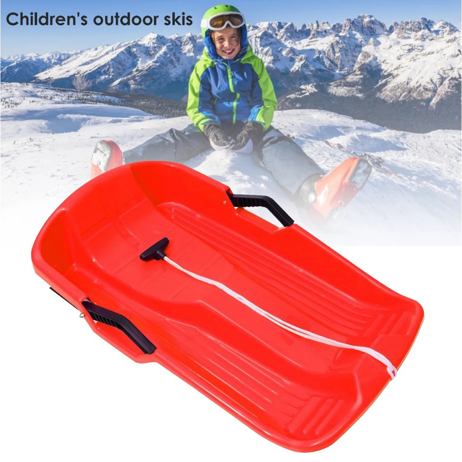 Heavy Duty Downhill Sprinter Toboggan Snow Sled for Kids Boys Girls Adults with Safety Handles and Pulling Rope Sand Slider