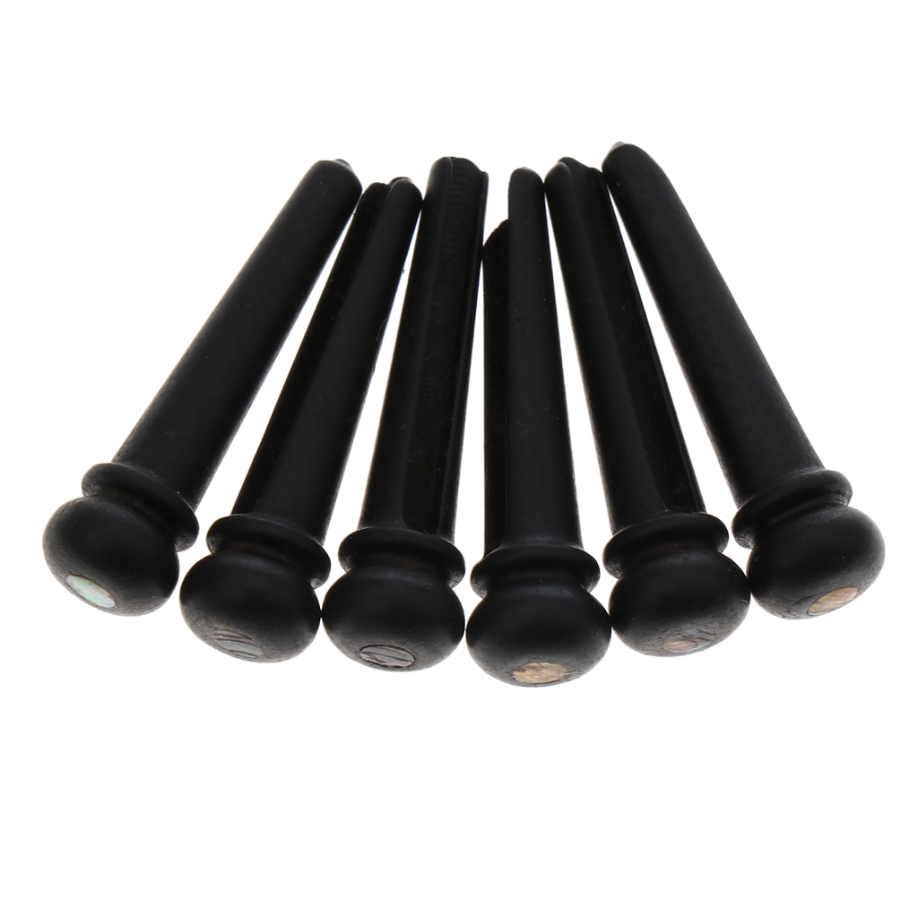 Pack of 6 Ebony Guitar Bridge Pins with Dots Black Acoustic Guitar Replacement Parts 29mm