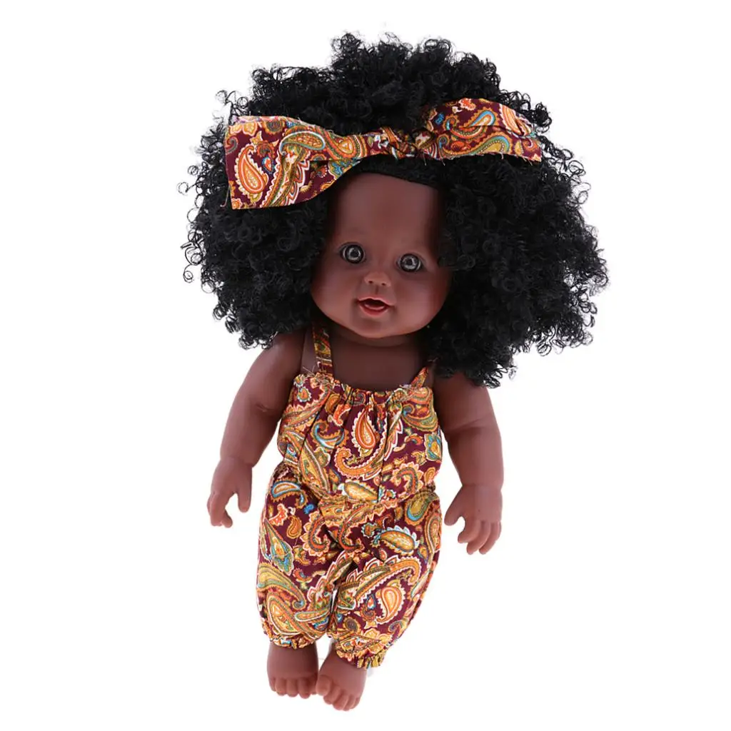 Miniature Toy with Rush Hair African Doll Newborn Toys Yellow