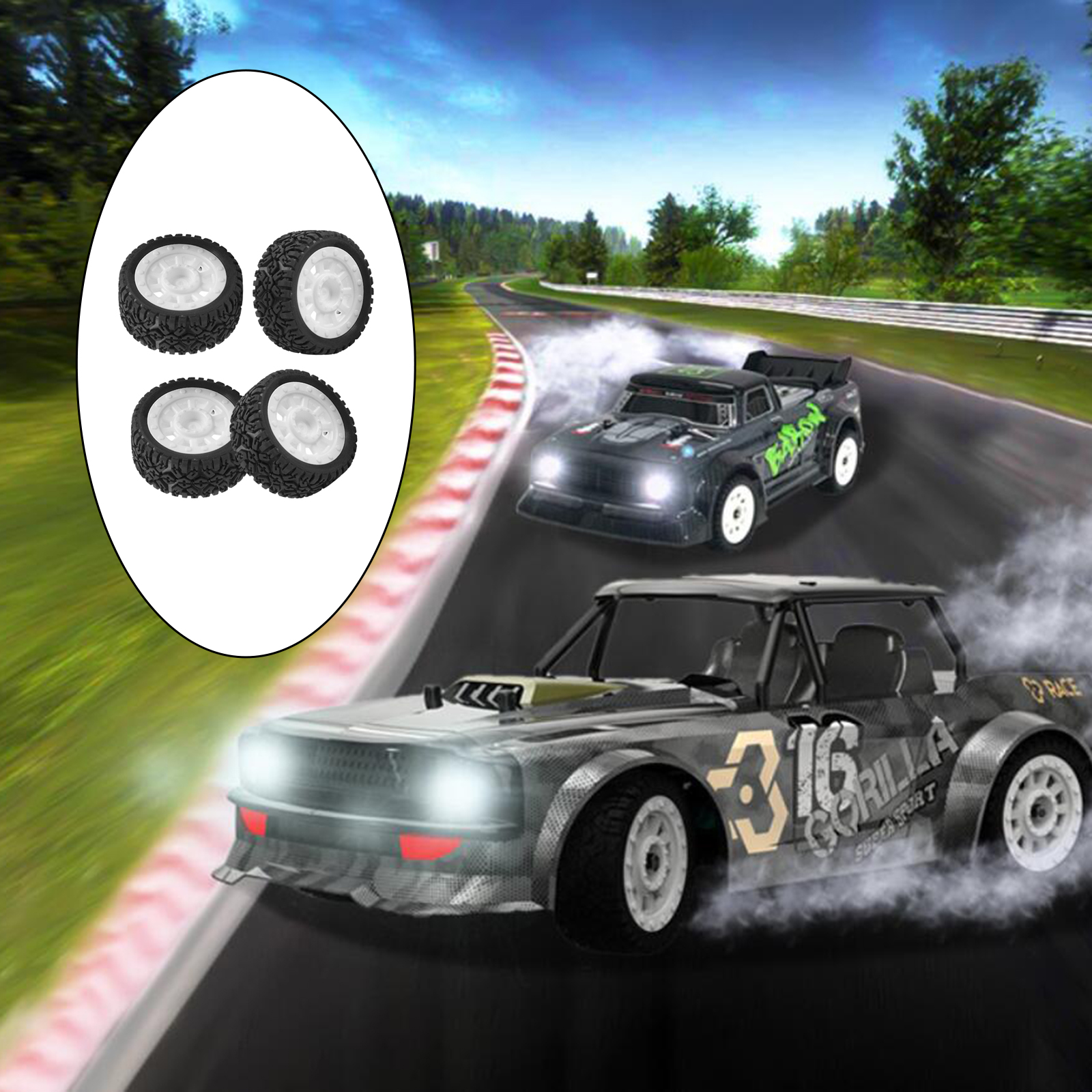 4pcs/set Flat Running Whee & Tires for SG-1603 SG-1604 Racing Truck DIY Part