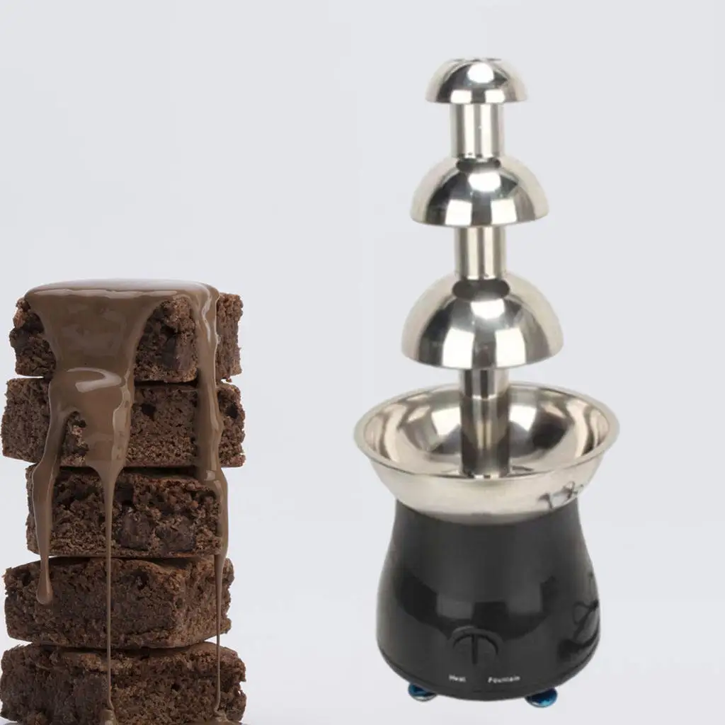 Electric Stainless Steel 4-tier Chocolate Fondue Fountain Machine, Small Size, Plug-EU 220 V