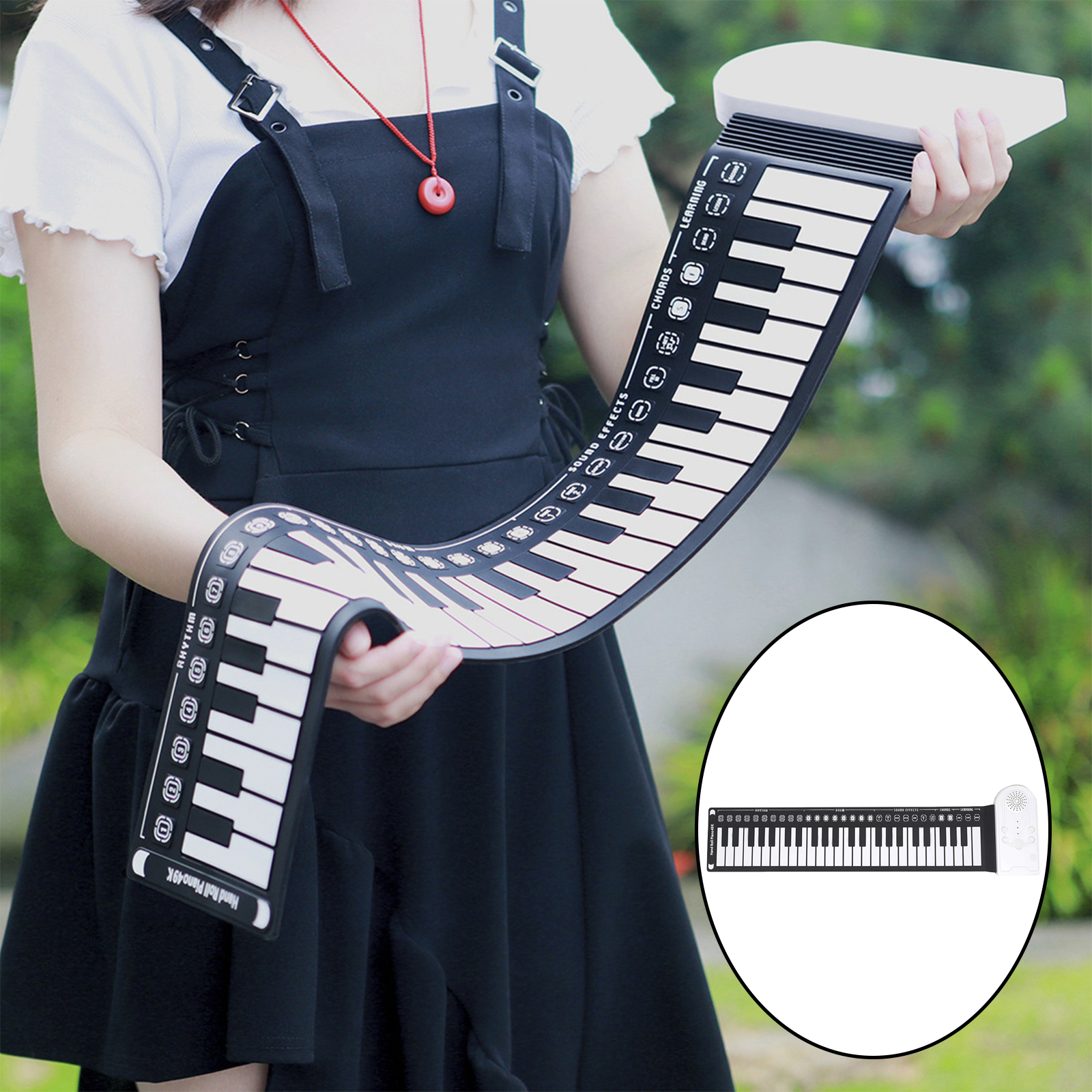 49Keys Flexible Electronic Keyboard Hand Roll Silicone Portable Piano Electronic Organ Roll Up Piano