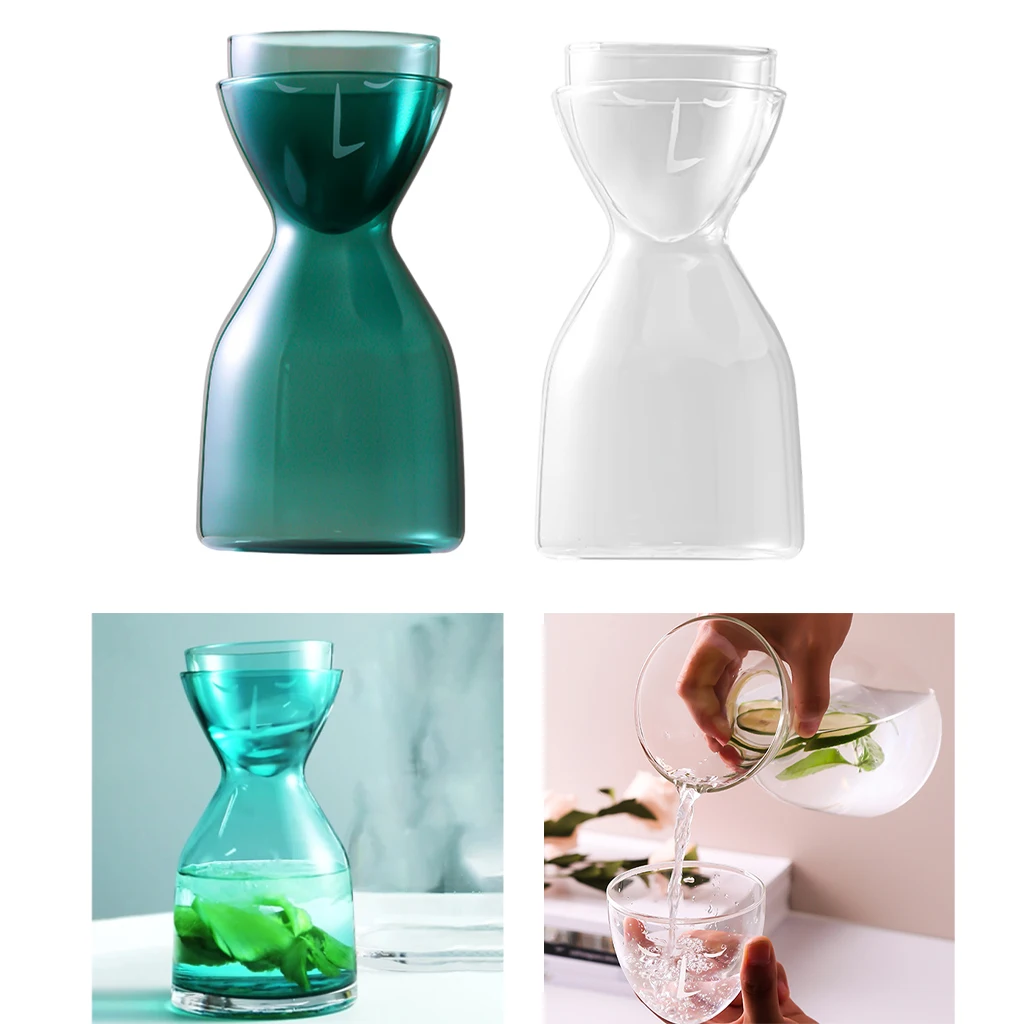 Carafe Elegant Dishwasher Hourglass Body Pitcher Borosilicate Glass for Cocktail Drinking Kitchen Drinkware Serveware