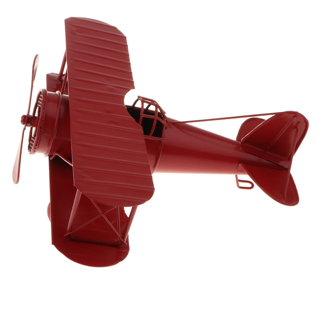 Mini Iron Decorative Airplane Vintage Biplane Model Collectible Home Decor