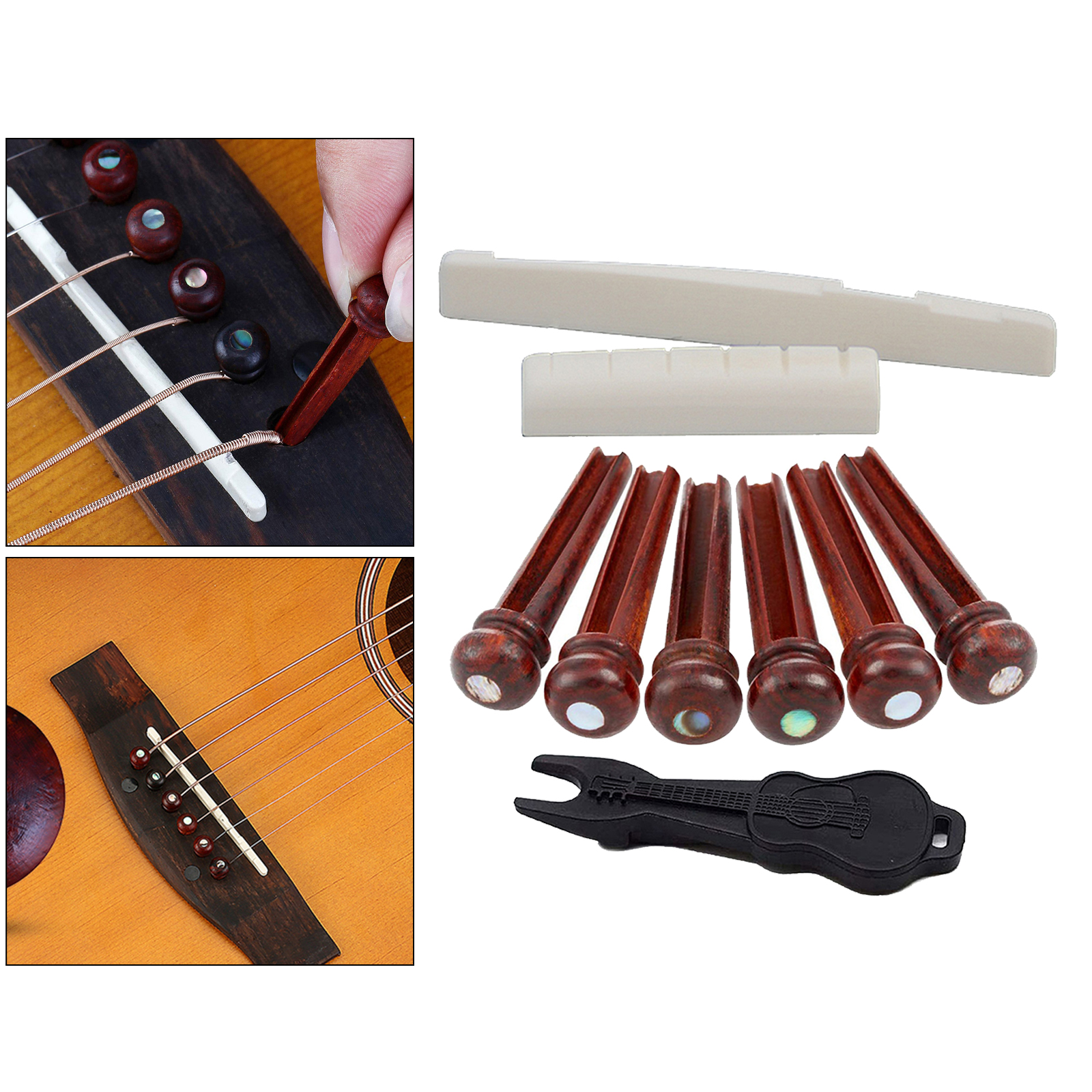 6pcs Guitar Bridge Pins Guitars Nails End Screw Guitar Saddle Pin Puller Remover Extractor Ukulele Repair Maintenance Acces
