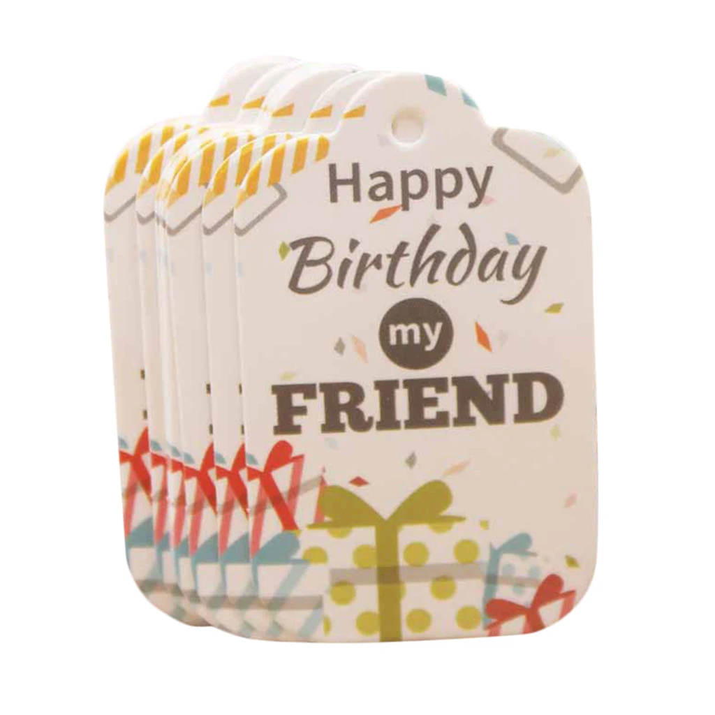 100PCS Kraft Paper Gift Tags Happy Birthday Favor Rectangular Gift Tags