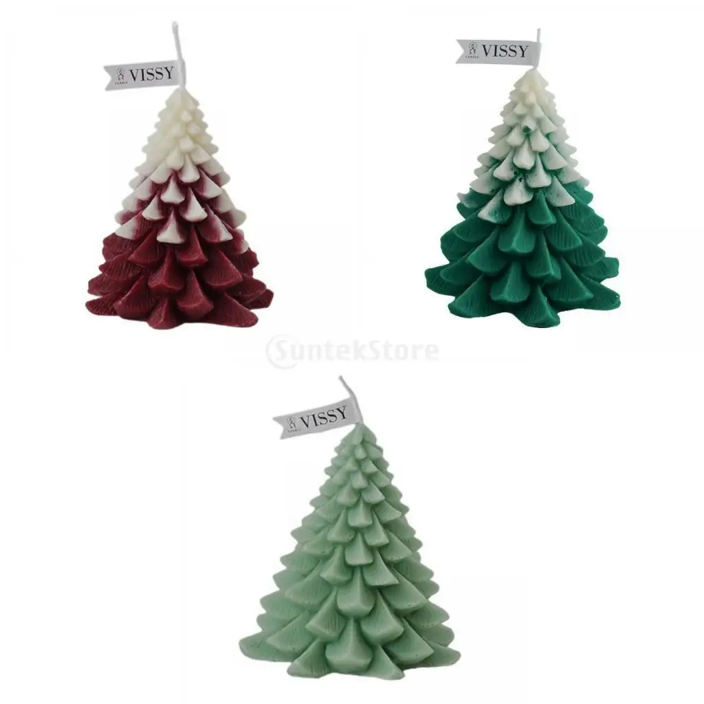 3 Pieces 3D Christmas Tree Shape Aromatherapy Creative Candle Nordic Decor
