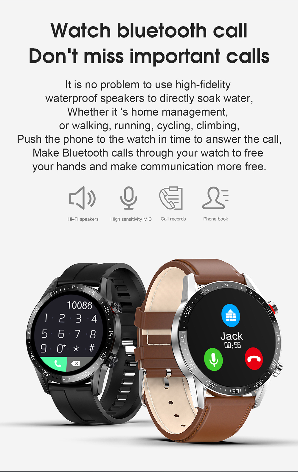 L13 negócios relógio inteligente homem bluetooth chamada