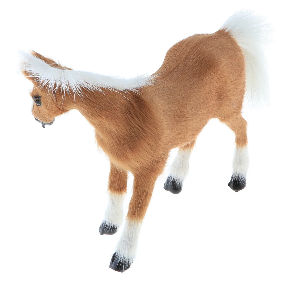 Simulation Faux Fur Horse/ Cat Model Kids Educational Toy Handicraft Collection Home Ornament