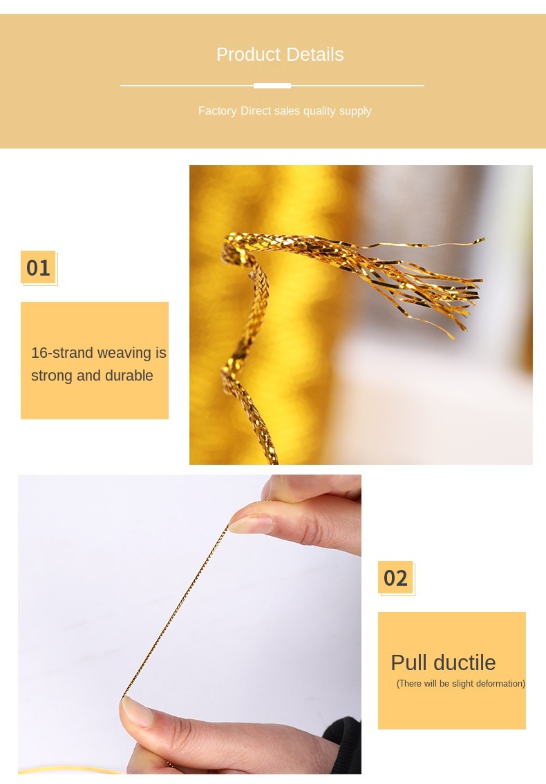 100 m Schnur, Basteln, DIY, Gold, Silber, Seil, Nähschnur, gedrehter Faden, Heimtextilien, Dekoration, Party, Makramee-Schnur, Seilband, 1,5 mm – Detail 4