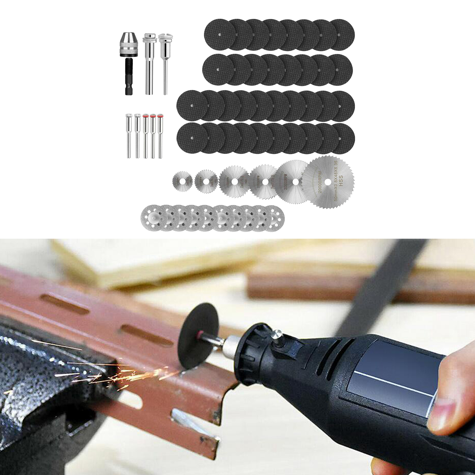Diamond Cutting Wheel (22/25/32/35/44/50mm) with Mandrel And HSS Saw Blade