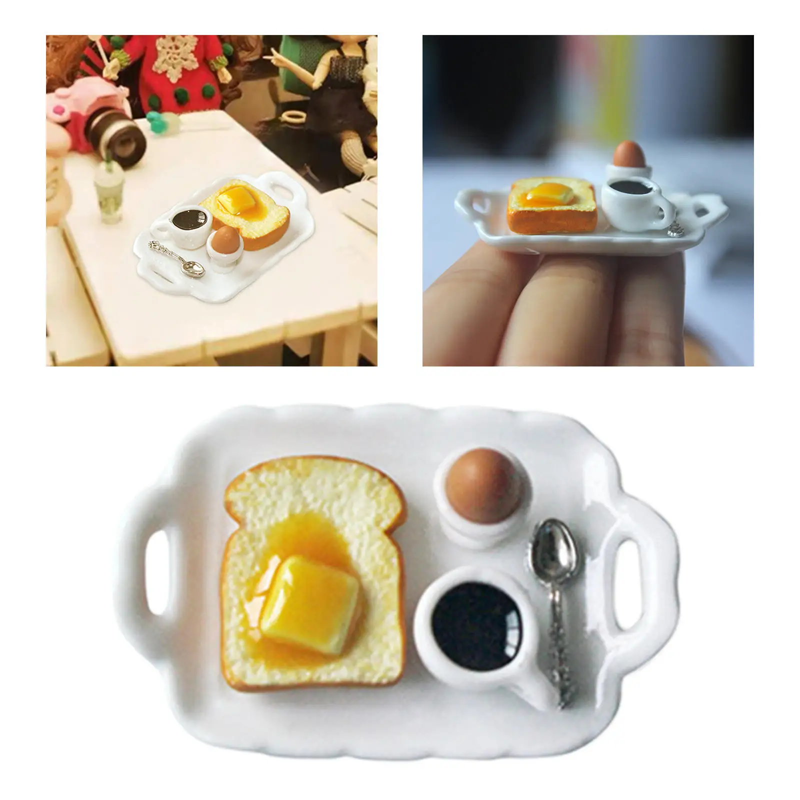 1/12 Scale Doll House Breakfast Plate Doll House Decration Pretend Play Toy for Kids