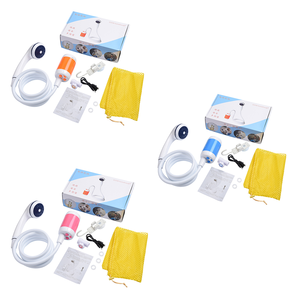 Portable USB Rechargeable Battery Shower Head Nozzles Kit With Hook Pump Hose Simple Shower Outdoor Camping Bathing Shower