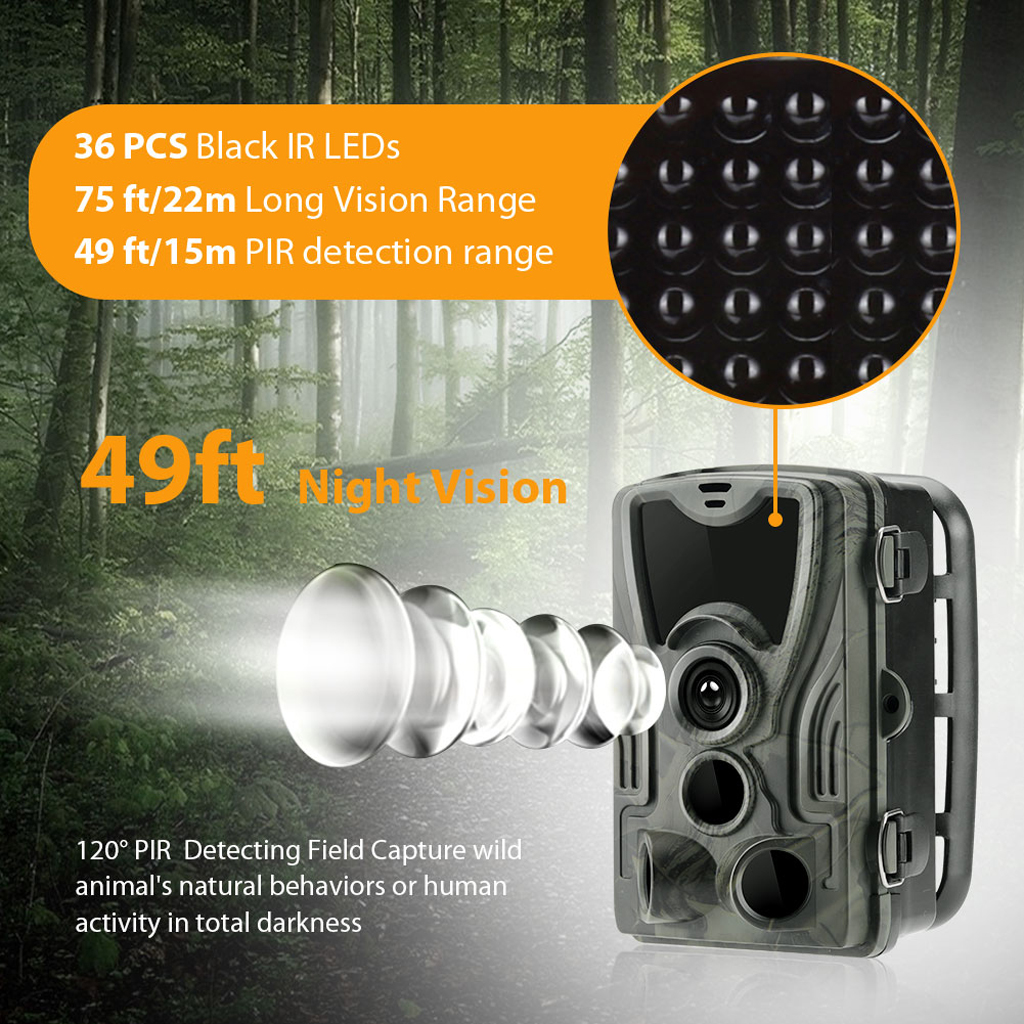 Trilha ao ar Caça Câmera Impermeável Ip56 Livre Cam Armadilha Hc801-a 1080p hd 16mp 3 Câmeras de caça