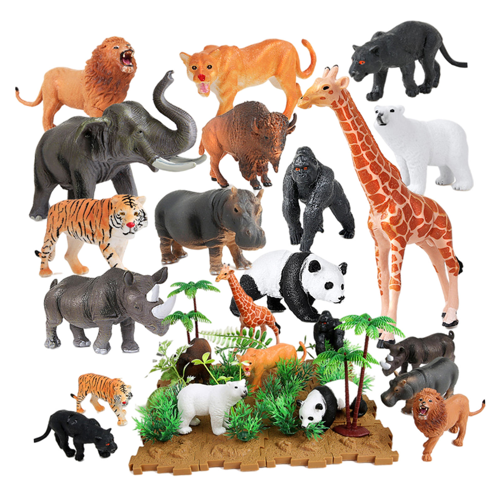 Small Animal Toys 44 Pieces Figurines Elephant Wildlife Model Animals for Christmas