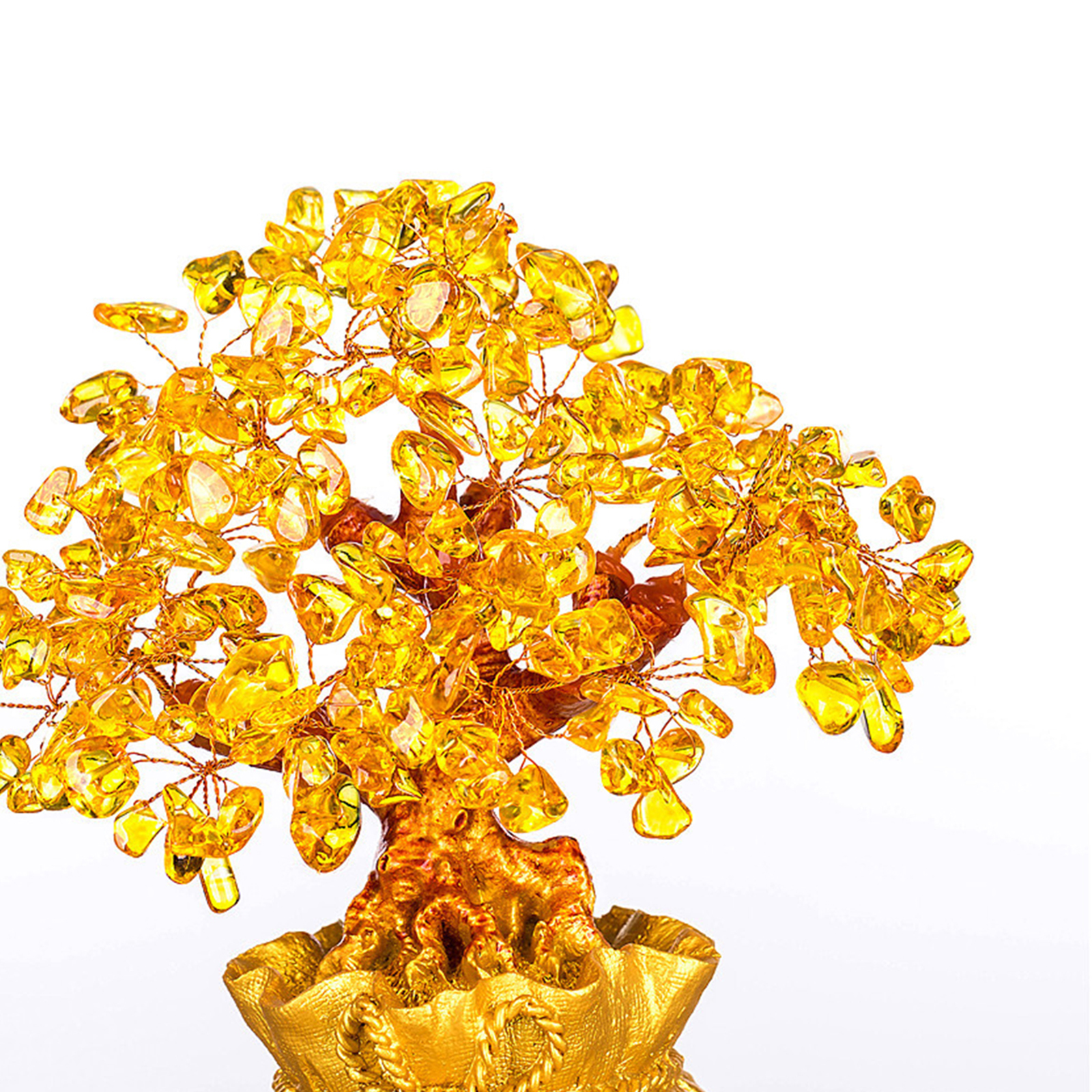 Crystal Money Tree Bonsai Wealth & Good Luck Feng Shui Lucky Tree Plant Home Office Tabletop Bedroom Living Room Decor Art Craft