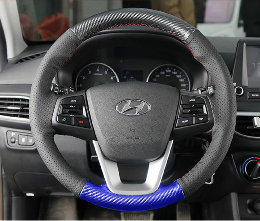 Чехол на руль, сшитый вручную, подходит для Hyundai Elantra Mistra Ix35,  Tucson, Vrena, Ix25, Lafesta, кожаная ручка | AliExpress