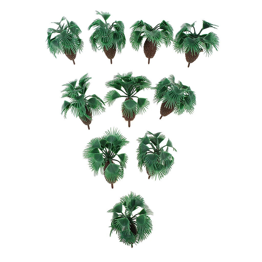 10x Plastic Palm Tree Model Train Railway Scenery Miniature Scene Prop 6cm