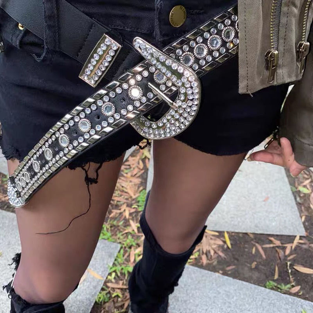 Y2K Rhinestone Belt For Women Men Designer Punk Star Hole Waist Strap  Gothic Female Girl Jeans Decoration Waistband