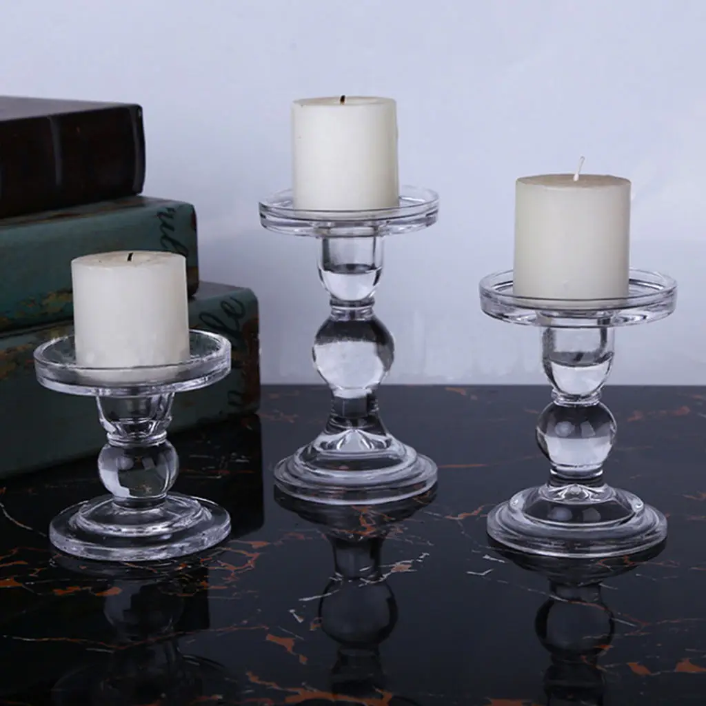 Transparent Glass Candle Holders for Christmas, Dining Table Centerpieces, Candlestick for Christmas Wedding Parties
