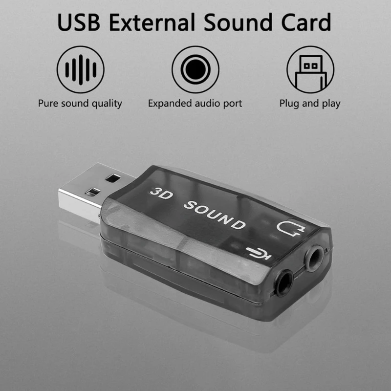 1PCS CM108 Chipset USB 2.0 to 3D AUDIO SOUND CARD ADAPTER VIRTUAL 5.1 CH UK 