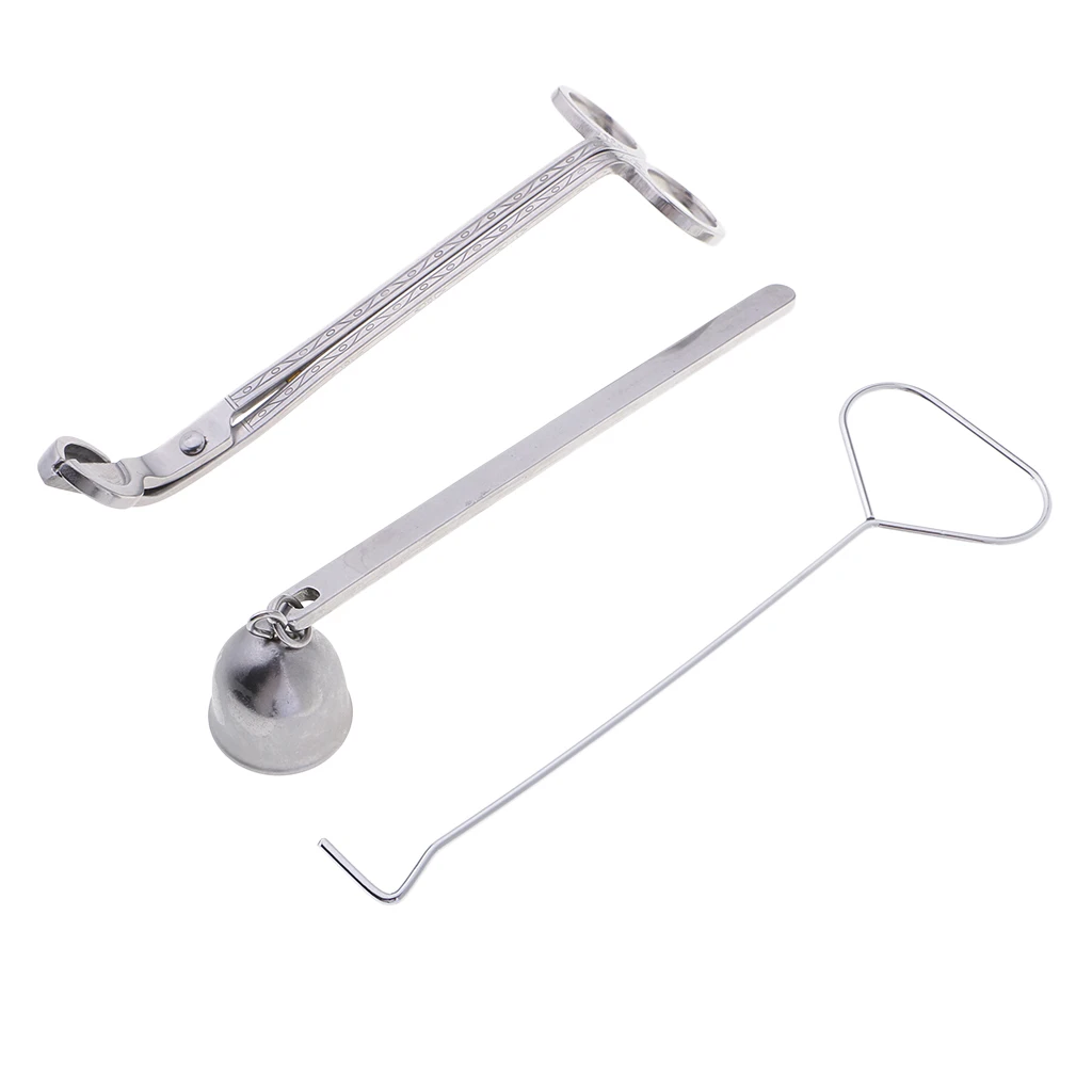 Stainless Steel Candle Accessory Set, Wick Trimmer & Dipper, Candle Snuffer