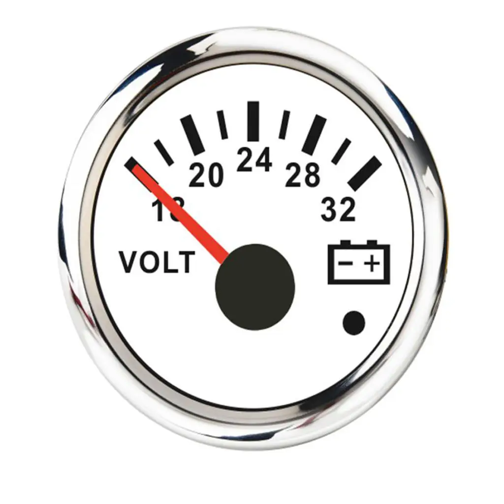 ?Universal 52mm Voltmeters Voltage Gauges Voltage Meters 18-32V for Boat Yacht Auto Motor Home Truck, White, 2Inch