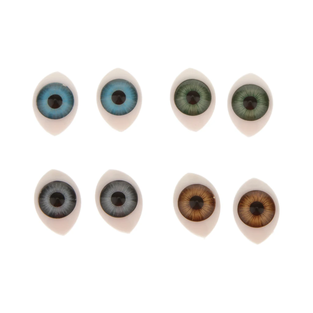 8Pcs/Lot 4 Color Oval Hollow Back Plastic Eyes for Doll Animal Toy  DIY 9mm