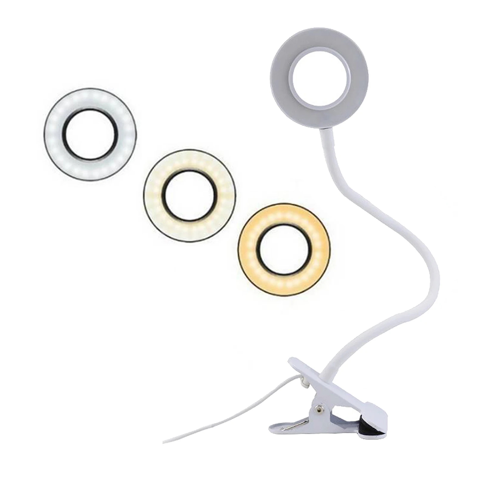 USB Flexible Study LED Book Light Clip on Desk Table Lamp 10 Brightness