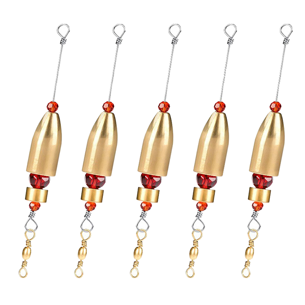 5 Pieces Pre-rigged Carolina Rigs With Brass Sinker Glass Beads Swivel