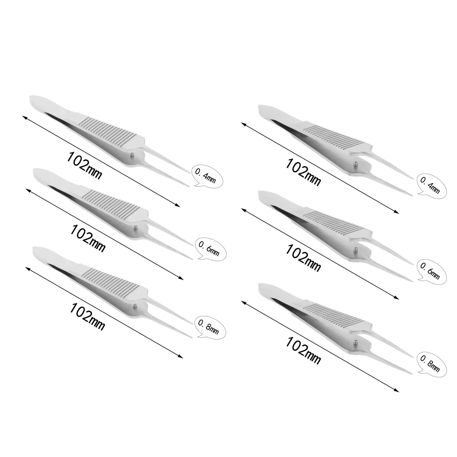 Micro Forceps Safety Use Pointed Short Tweezers for Cosmetic Surgery Hair Removal Hotel - Diameter 0.4 mm, Serrated 102mm