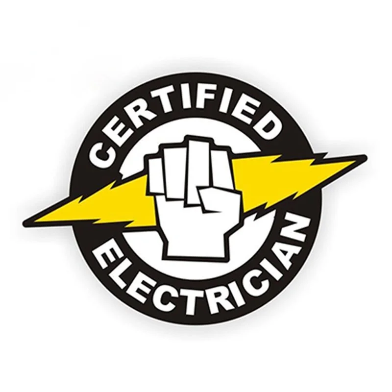 12cm x 8.8cm Certified Electrician Hard Hat Helmet Sticker Label Electrical High Voltage Car Sticker Vinyl leather seat covers