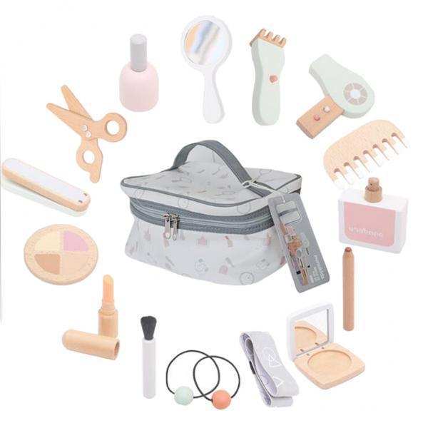 2xWooden Pretend Play Makeup Set Role Play Game Kids Toys Hair Dryer Gifts