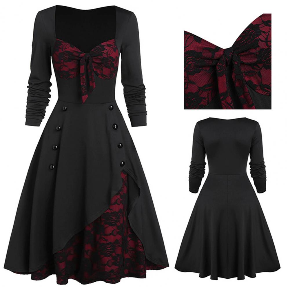 pescoço, Vestido Cosplay, Vestido Midi Retro, Vestidos