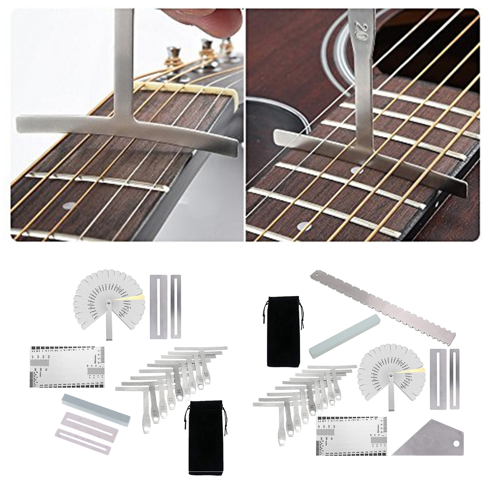 Guitar Luthier Tools Luthier Measuring Tools Set Guitar Set Up Kit Including Radial Ruler Measuring T-shaped and Feeler Gauge