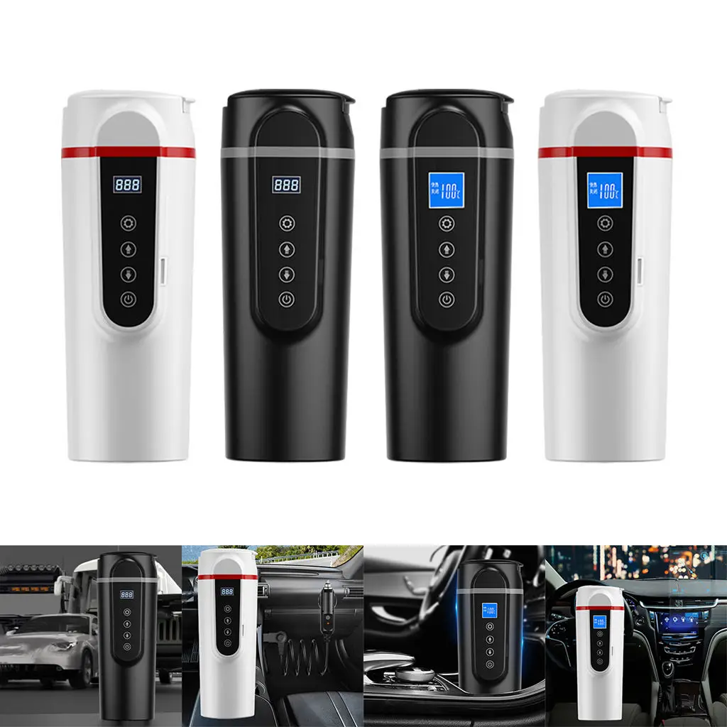 Smart Heating Car Cup Temp Control Travel Bottle Travel Coffee Mug Fit for Car Travel Home 12V/24V 420ml