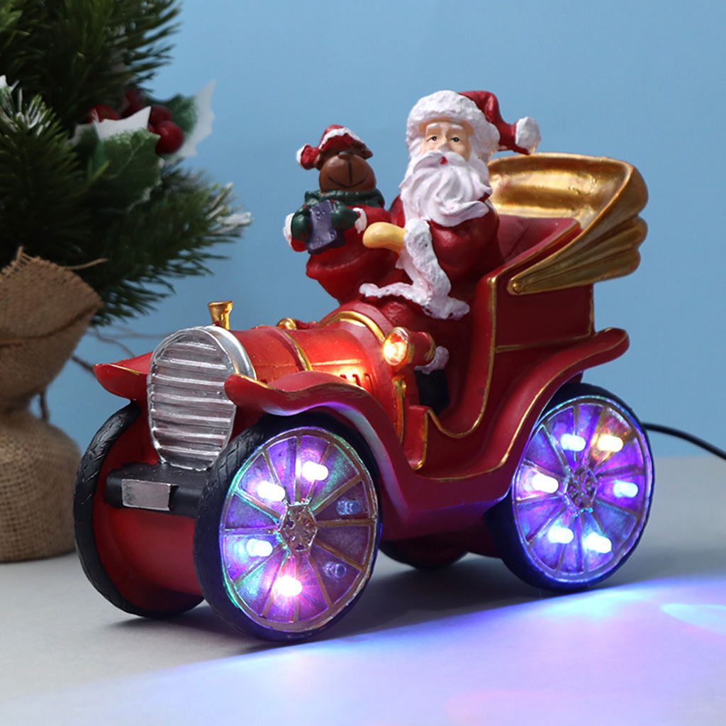 Santa Driving Train Ornament Desktop Christmas Decor Collection Santa Driving Train Ornament Present