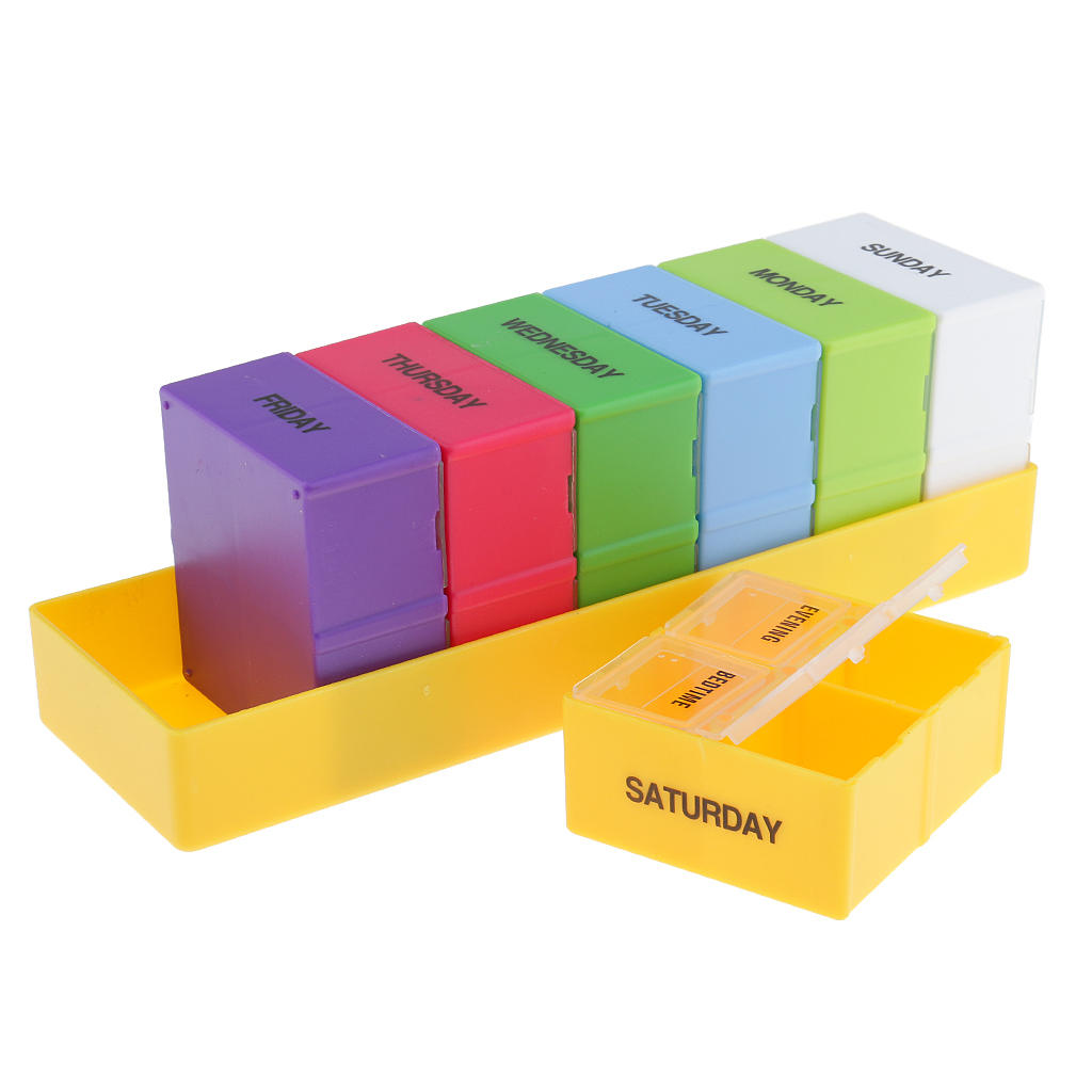 7 Days Portable Detachable Compartment Medication Pills Box Tablets Container Dispenser Case Planner Reminder