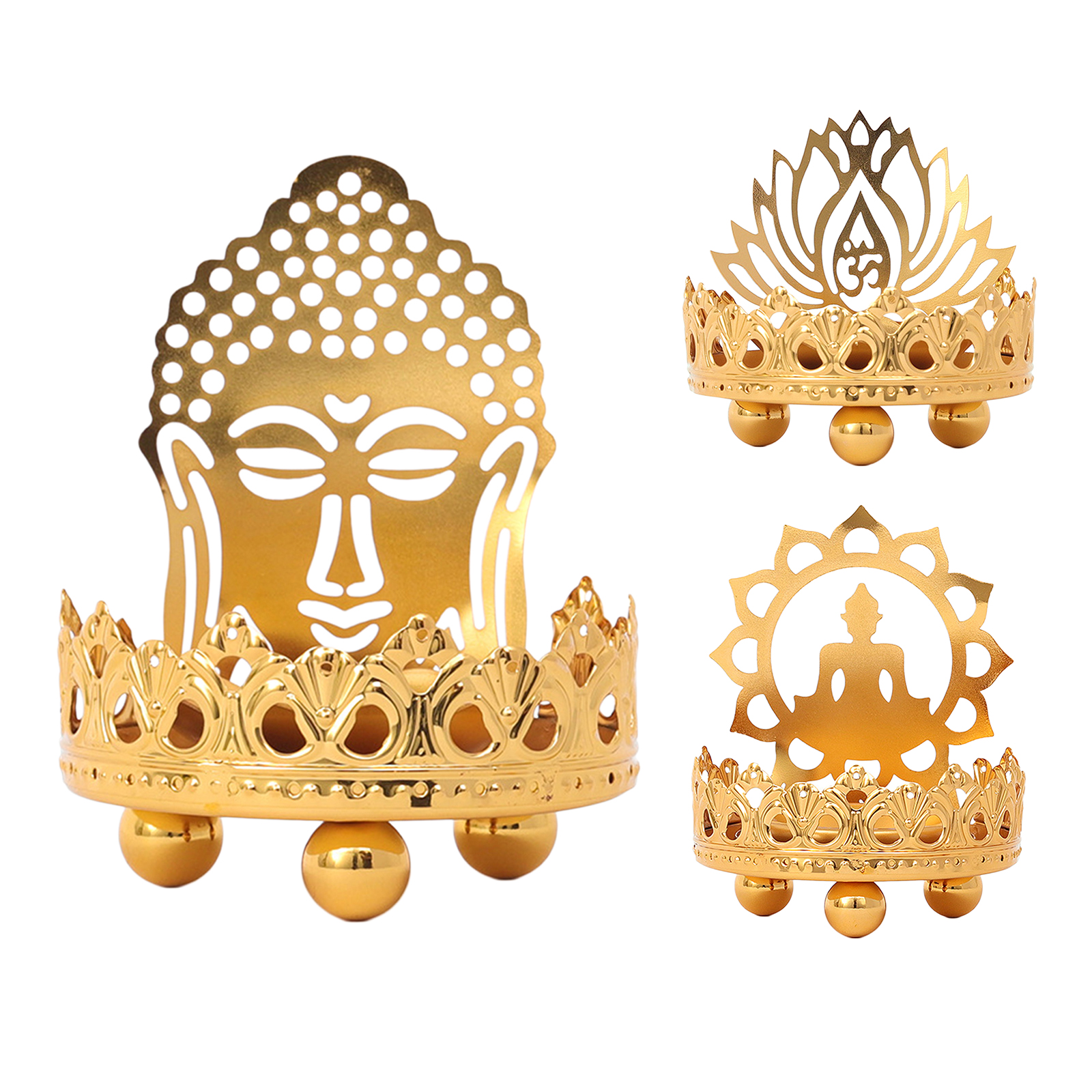 Retro Hollow Carved Tealight Candle Holder Buddha Ghee Lamp Holder Light Desktop Decoration Ornaments Buddhist Supplies Gift