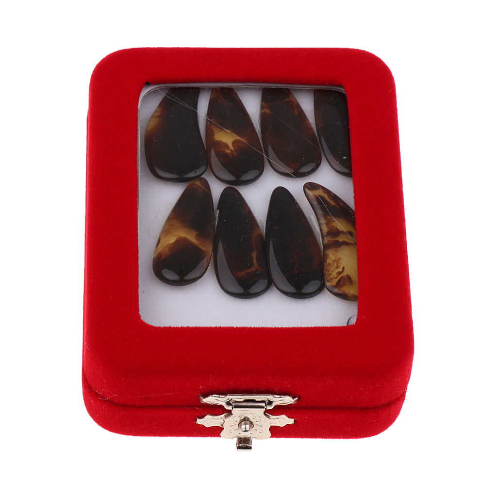 Tooyful Polished 8 Pieces Gu Zheng Nails Zither Koto Finger Picks with Storage Case Portable for Guzheng Player Accessory Large