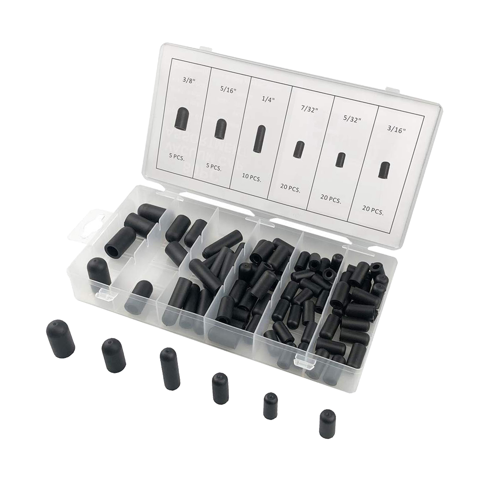 80Pcs/Set Rubber Vacuum Cap Assortment SET 5/32