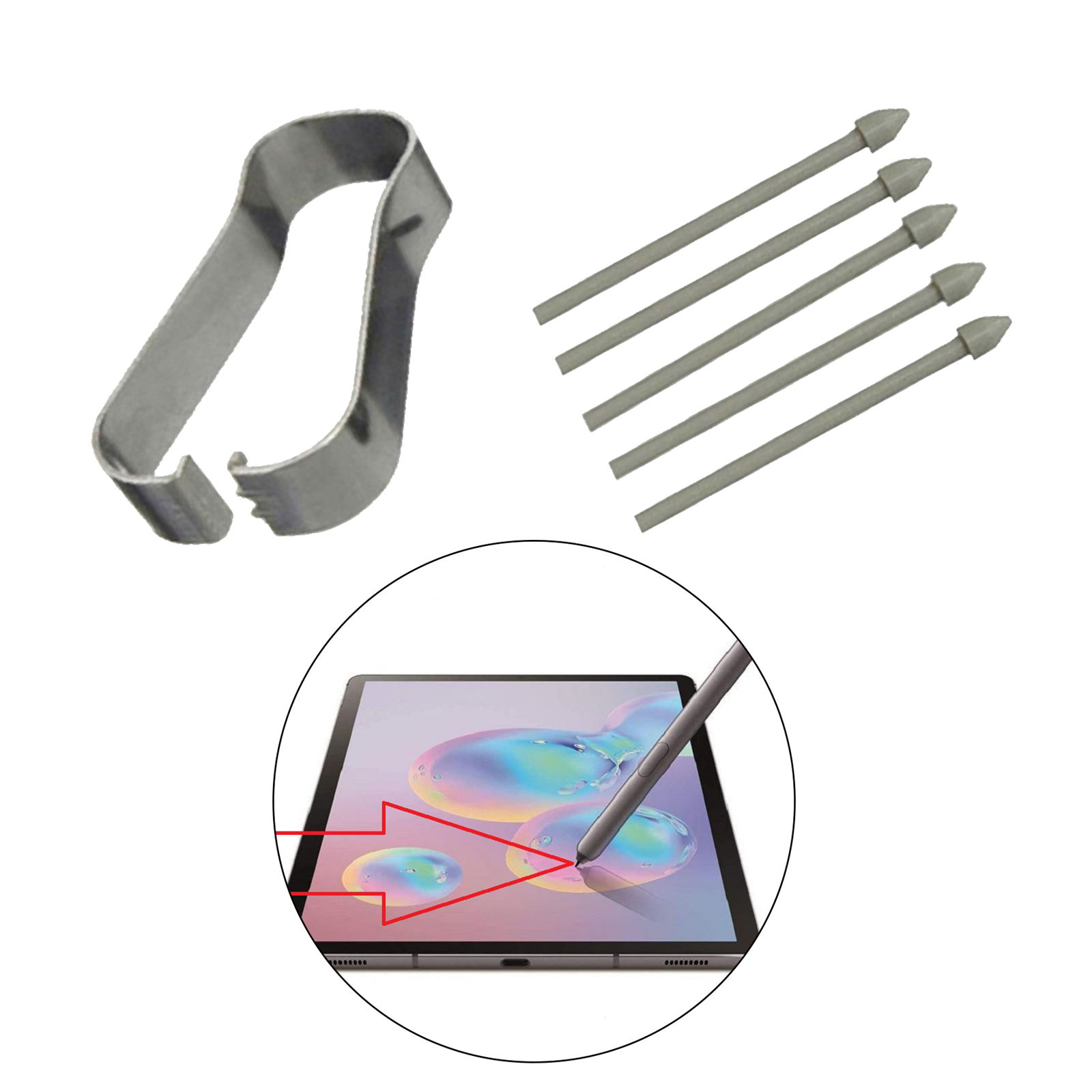 5 Pieces Touch Stylus Tips Replacement with Removal Tweezers Carbon Fiber S-Pen Refill for Tab S6/S6 Lite Smartphones for S7/S7+