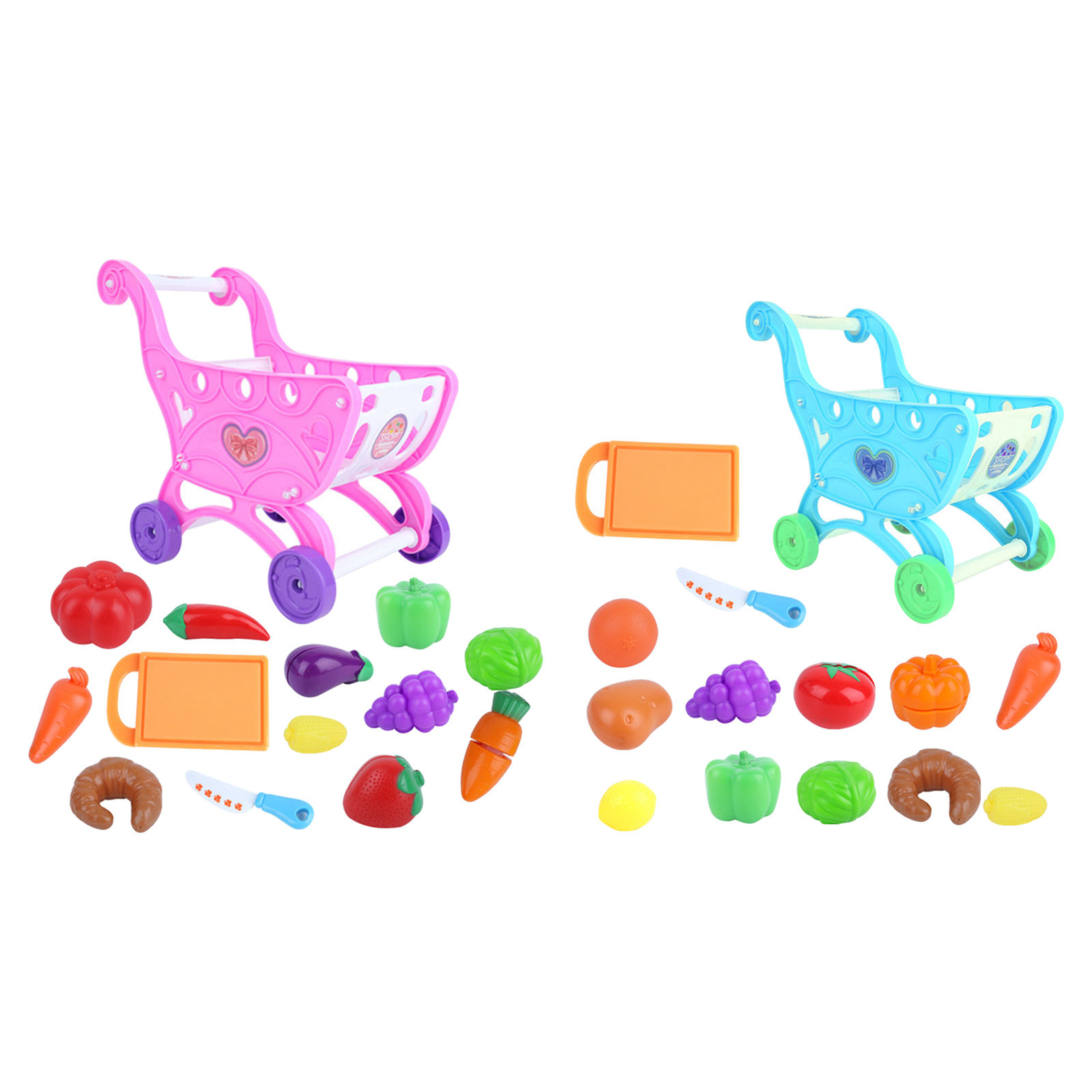 14Pcs/Set Shopping Trolley Cart Supermarket Trolley Toys Creative Imaginative Play Pretend Play Toy