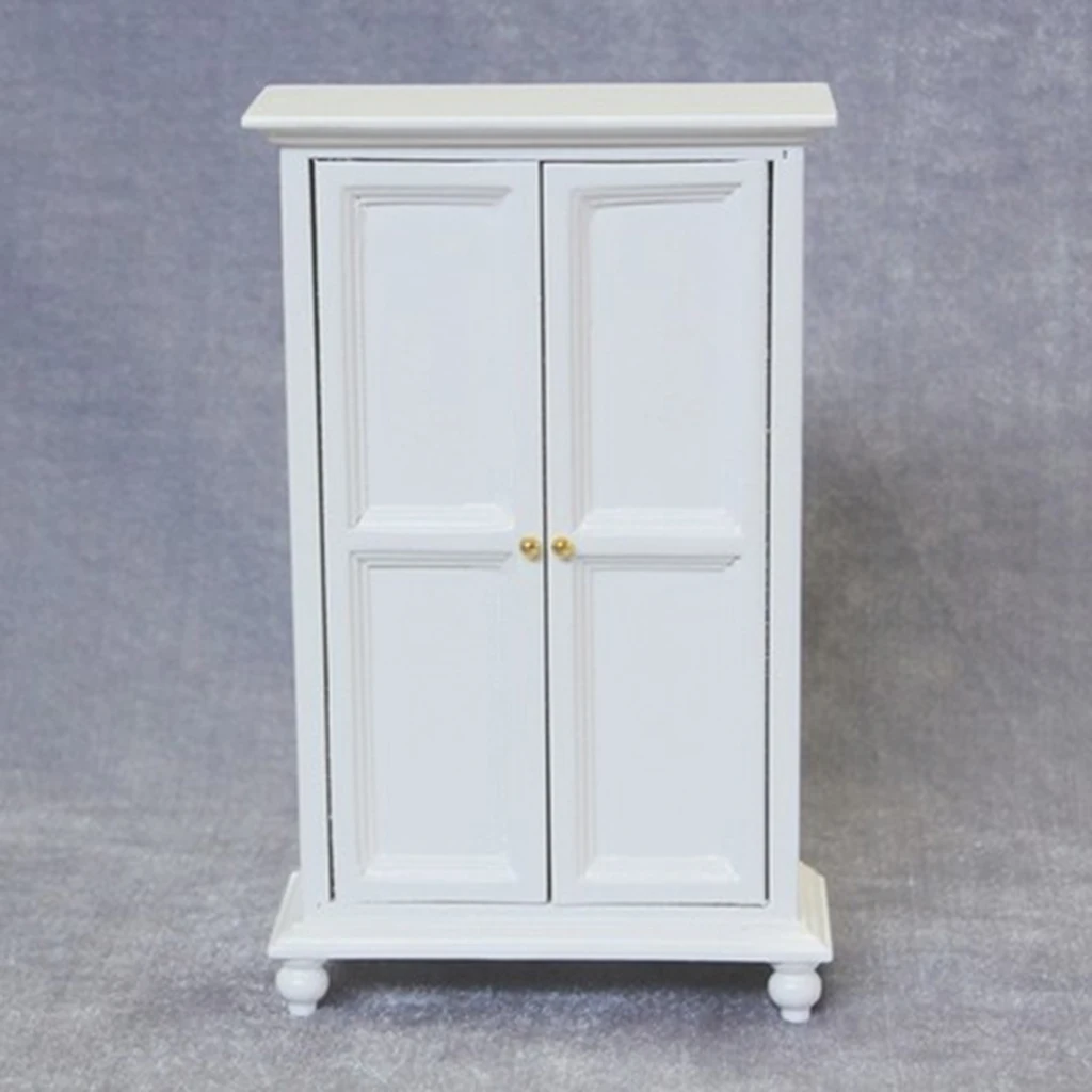 Modern Dollhouse Furniture 1/12 Scale White Closet Cabinet, for Dollhouse