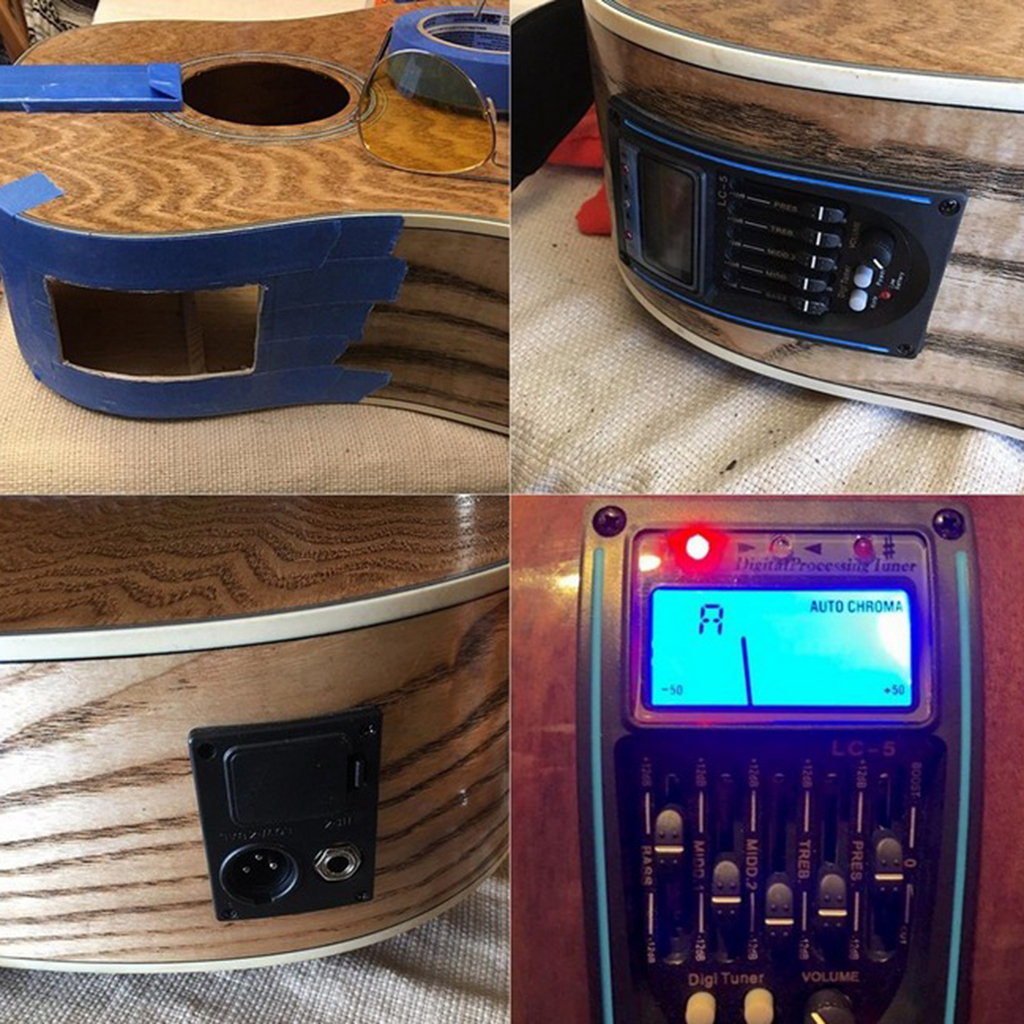 Equalizer EQ 5-band Acoustic Guitar Piezo Pickup Tuner System & Microphone