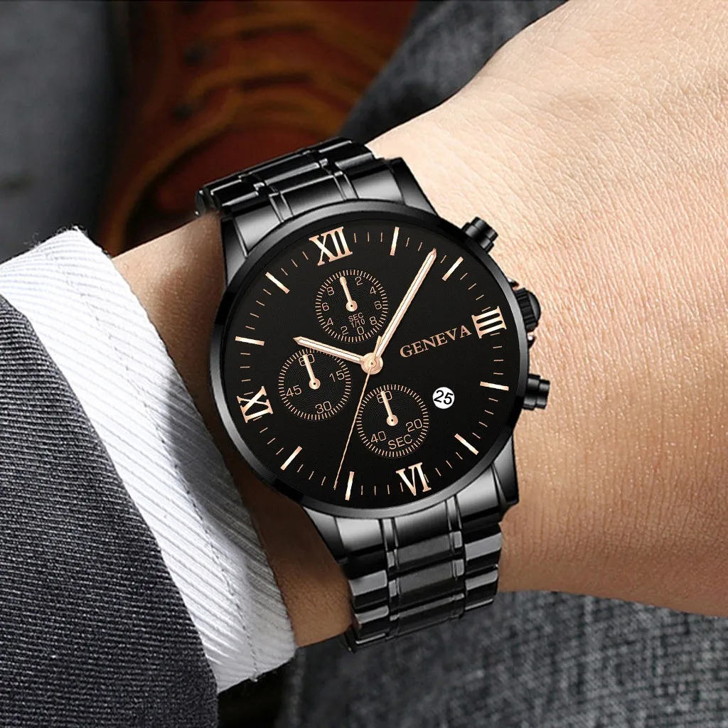 Relojes de lujo de acero inoxidable para hombre, pulsera de cuarzo militar, deportivo, resistente al agua, de negocios|Relojes digitales| - AliExpress