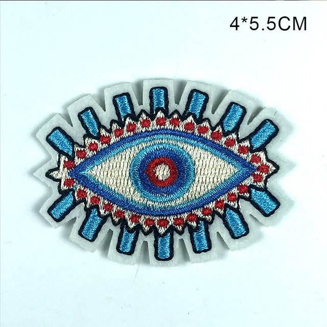 Evil Eye Iron on Patches Large Sequins Yellow Blue Embroidered Sewing Applique, Size: Dimensions : 7.5 x 5.5